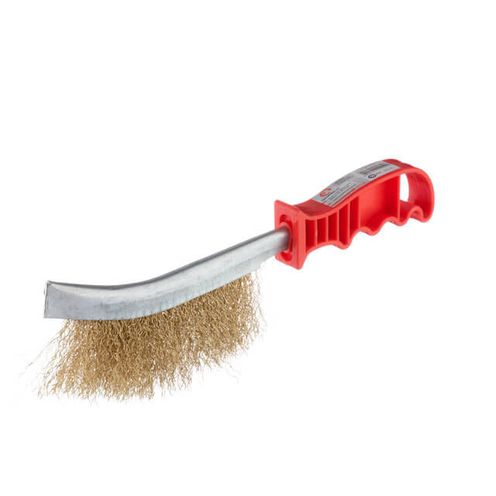 Щітка по металу універсальна, рифлений дріт покритий латунню, пластикова рукоятка INTERTOOL BT-0001